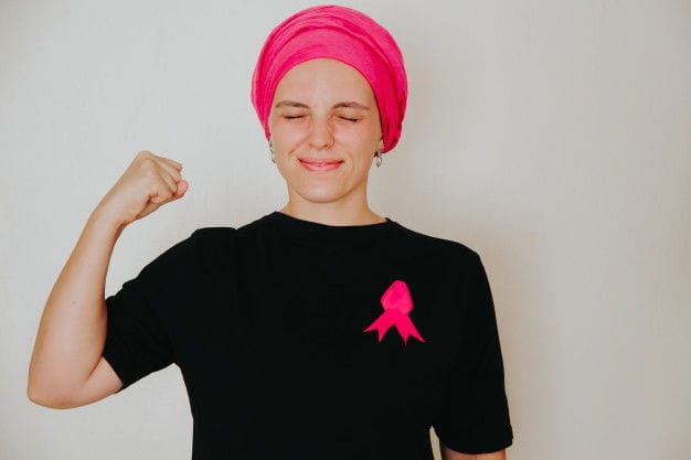 Girl Pink Scarf Black T Shirt With Pink Ribbon Her Breast Defeating Cancer 107870 119 1