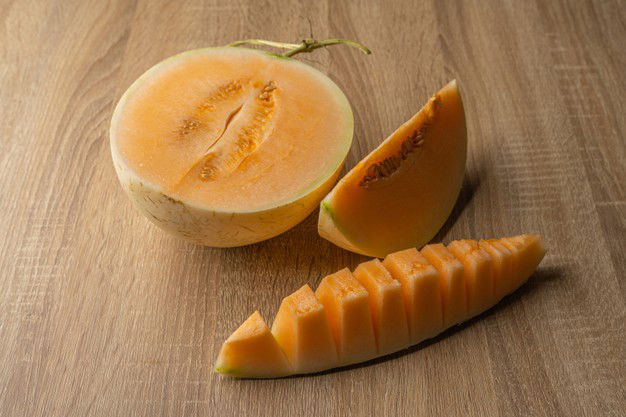 Yellow Flesh Melon Cut Into Halves It Is Fruit That Contains Vitamin C Vitamin Beta Carotene Calcium Phosphorus Iron 35063 870