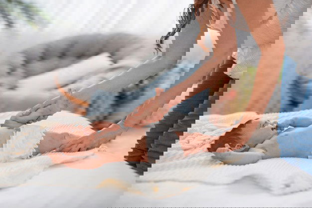 Baby Massage Mom Does Gymnastics Massages Cute Newborn Baby 127093 1657