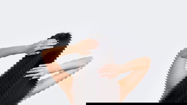 Front View Woman Touching Her Hair 23 2148418503 3