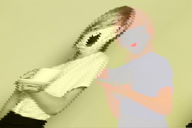 Figure Out The Easiest Night Shift Diet Ideas Before Becoming A Victim! 12 Frotn View Blonde Kid Adorable Sweet Cute White T Shirt Funny Mask Holding Cup Coffee Stone Colored Desk 179666 1094