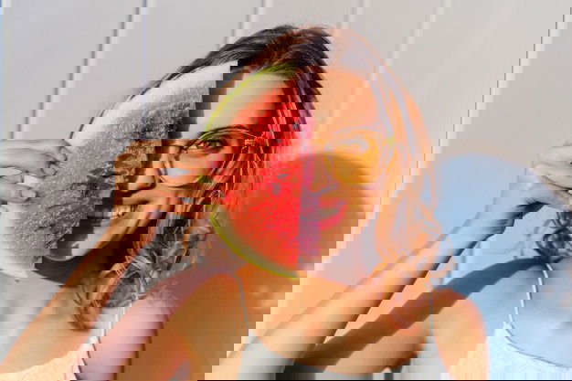 The Embarassing Story- How To Improve Your Immunity Double Times ! 9 Funny Woman Sunglasses Hiding Half Her Face With Piece Watermelon 8353 6801