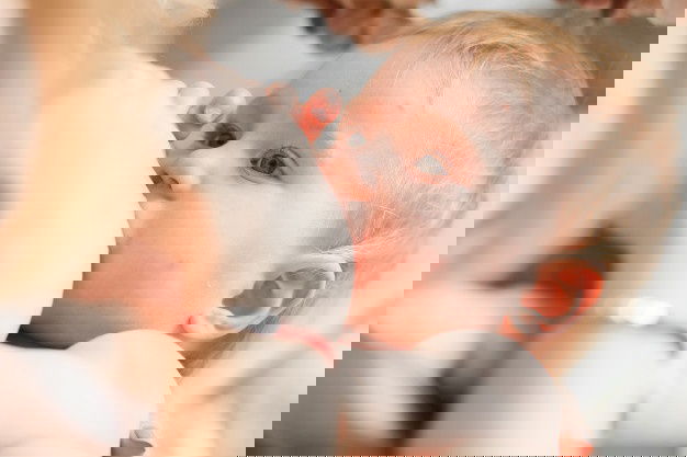 Breastfeeding Blonde Baby Close Up Head Portrait 8353 7971 1