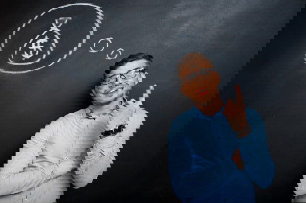 Portrait Minded Man Pointing His Mind About Money 176420 2958