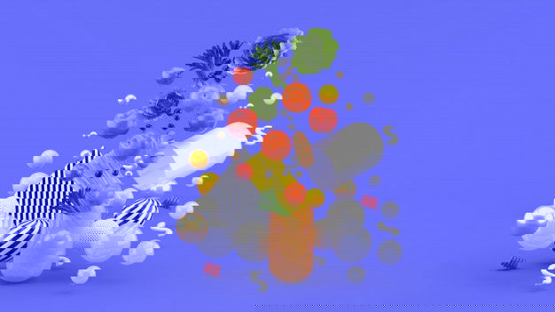 Food Floats Out Capsule Amidst Colorful Balls Purple 3D Render 179321 90