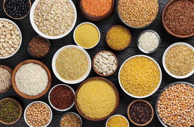 Cereals Grains Seeds Groats Black Wooden Background 88281 1953