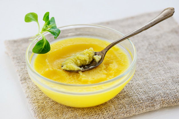 10 Surprising Benefits Of Buffalo Ghee! 3 Ghee Butter With Greens Bowl Gray Napkin 171081 103