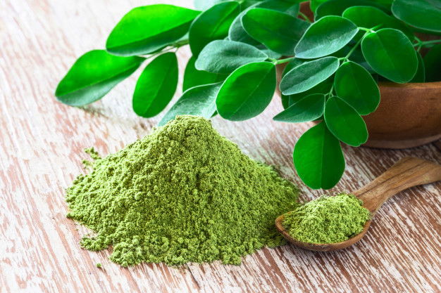 Moringa And Moringa Powder Benefits 1 Moringa Powder Moringa Oleifera With Original Fresh Moringa Leaves Rustic Background 100801 545