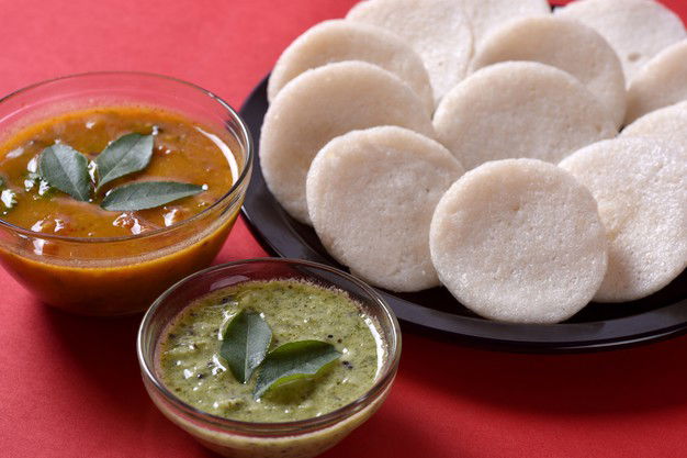 Idli With Sambar Coconut Chutney Red Indian Dish 136354 3540