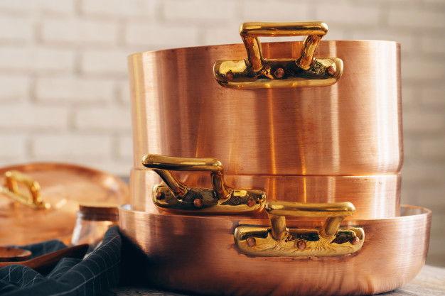 New Copper Cookware Professional Kitchen Close Up 93675 82146