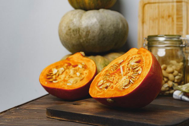 Do You Know What Happens If Diabetics Eat Pumpkin? 3 Pumpkin Cut Into Halves Dark Wooden Table 93675 97340