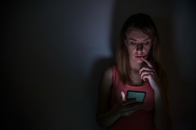 Young Sad Vulnerable Girl Using Mobile Phone Scared Desperate Suffering Online Abuse Cyberbullying Being Stalked Harassed Teenager Cyber Bullying Concept 1391 414
