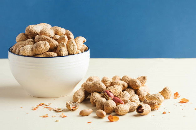 Handful Peanuts Shells Bowl Concept Healthy Diet Snack Vegetarians Vegetable Fats Copy Space Foodphoto 143127 73