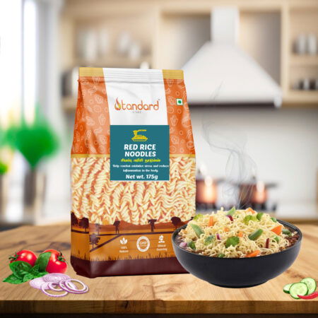 Buy Now Nutritious red rice noodles, gluten-free and high in fiber and antioxidants, perfect for healthy meals