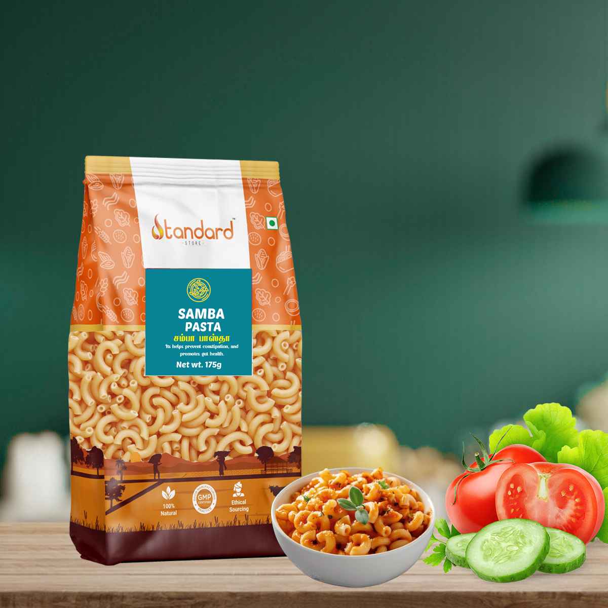 Fiber-Rich Samba Wheat Millet Pasta - Made from samba wheat and millet, this pasta is high in fiber and ideal for nutritious cooking_11zon