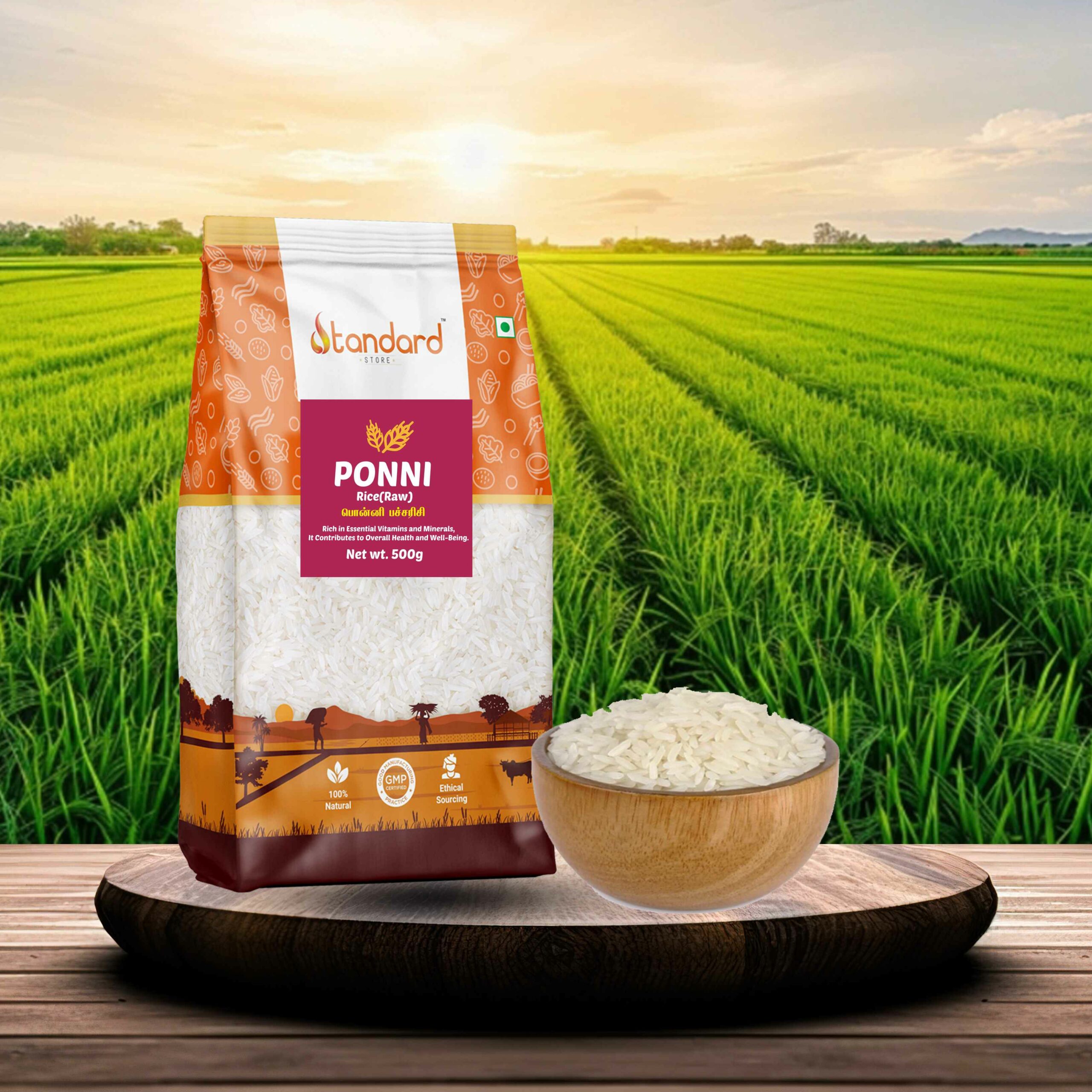 Near By Premium Ponni Raw Rice, A Popular Rice Variety For Nutritious And Easy-To-Digest Meals