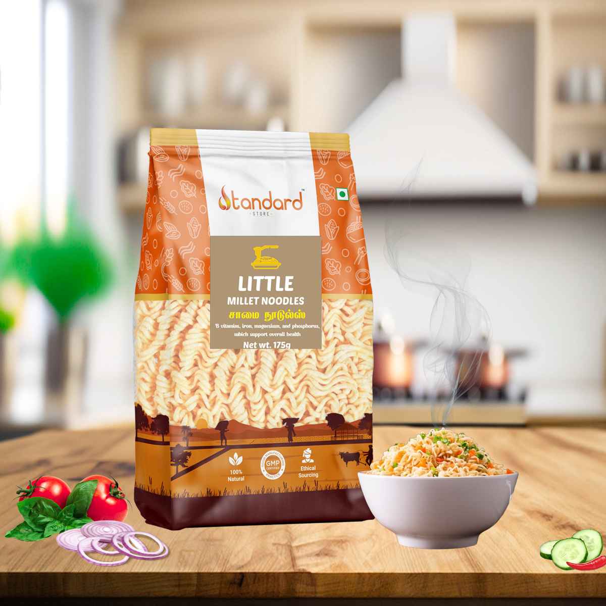 Little Millet Noodles/ சாமை நூடுல்ஸ் / ಸಮಾಹಾಕುಳು / సామలు నూడల్స్ / कुटकी नूडल्स / ചിരട്ടി നൂഡൽ 175 gm