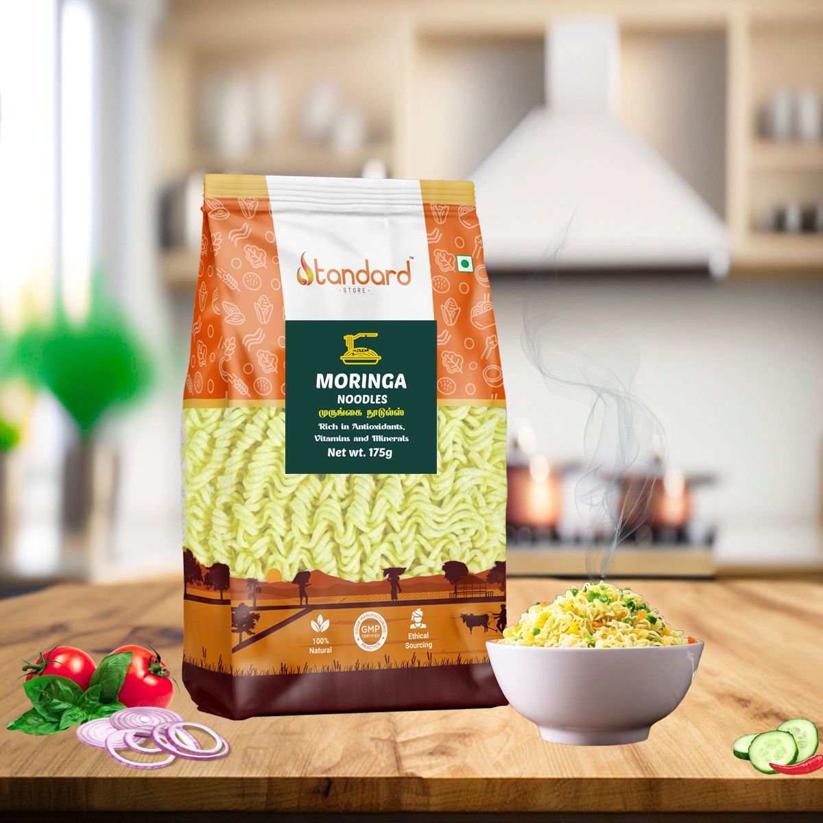 Moringa Noodles / முருங்கை கீரை நூடுல்ஸ் / ಮೊರಿಂಗ ನೂಡಲ್ಸ್ / మురింగ నూడుల్స్ / सहजन नूडल्स / മുരിങ്ക നൂഡിൽസ് 175 gm