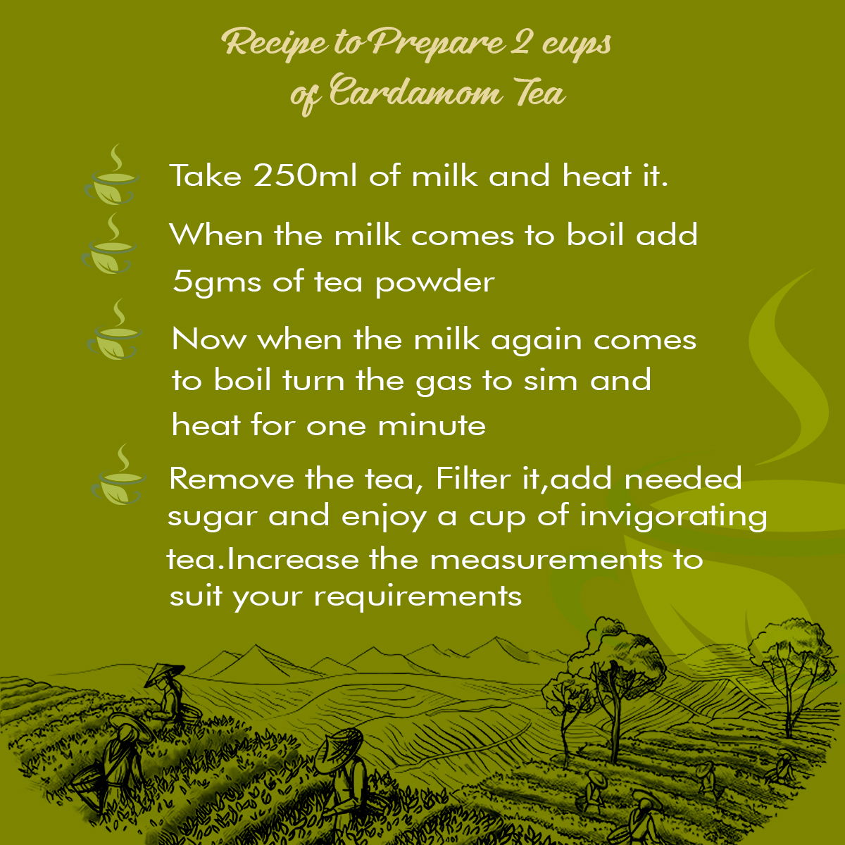 Homewood Cardamom Tea/ ஏலக்காய் தேநீ / ಏಲಕ್ಕಾಯಿ ಚಹಾ / ఏలకుల టీ / इलायची चाय /ഏലക്കായ ചായ (500 Gm) 4 Cup Of Cardamom Tea