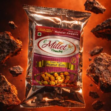 e Millet Crunchy finger millet peanut balls snack made with natural jaggery and no oil frying