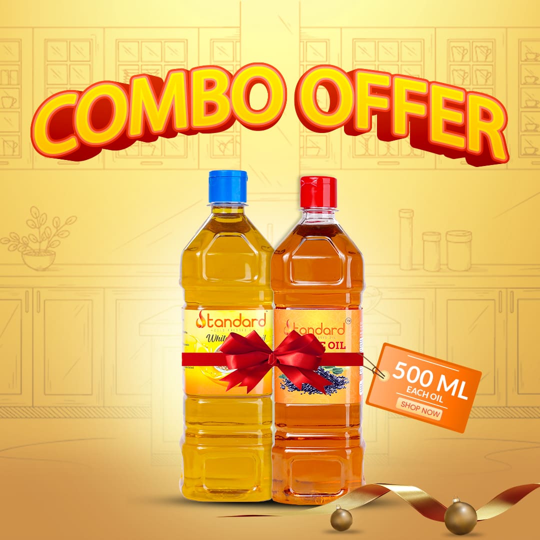 Buy 100% Pure And Unrefined Cold Pressed Groundnut Oil 1 Litre Online From Standard 24 Salad Lovers Bundle Pack Wooden Cold Pressed White &Amp; Black Sesame Oil Duo (500Ml Each)