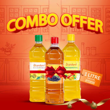 South Indian Cooking Oil Combo Pack Wooden Cold Pressed Groundnut, Sunflower & Sesame Oil (1Litre each)