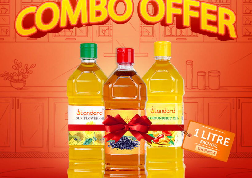 South Indian Cooking Oil Combo Pack Wooden Cold Pressed Groundnut, Sunflower &Amp; Sesame Oil (1Litre Each)