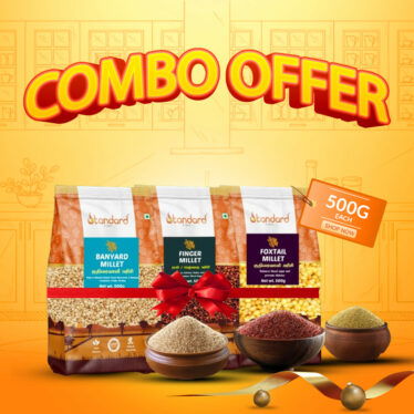 Millet Combo Pack Barnyard Millet, Finger Millet, and Foxtail Millet (500g each) for healthy and versatile cooking