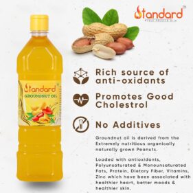 Buy 100% Pure And Unrefined Cold Pressed Groundnut Oil 1 Litre Online From Standard 8 Best Cooking Groundnut Oil - Simply Better For A Healthy Heart - Enjoy The Rich Taste And Health Benefits Of Our Premium Groundnut Oil, Ideal For Your Cooking Needs While Promoting Heart Health And Well-Being.