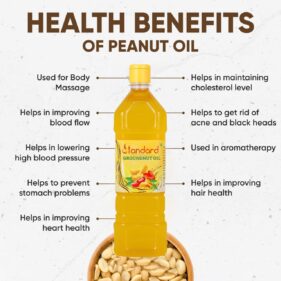 Buy 100% Pure And Unrefined Cold Pressed Groundnut Oil 1 Litre Online From Standard 7 Health Benefits Of 1 Litre Cold Pressed Groundnut Oil - Discover The Advantages Of Using Cold Pressed Groundnut Oil In Your Cooking, Including Heart-Healthy Fats, Rich Nutrients, And Enhanced Flavor For Healthier Meals.
