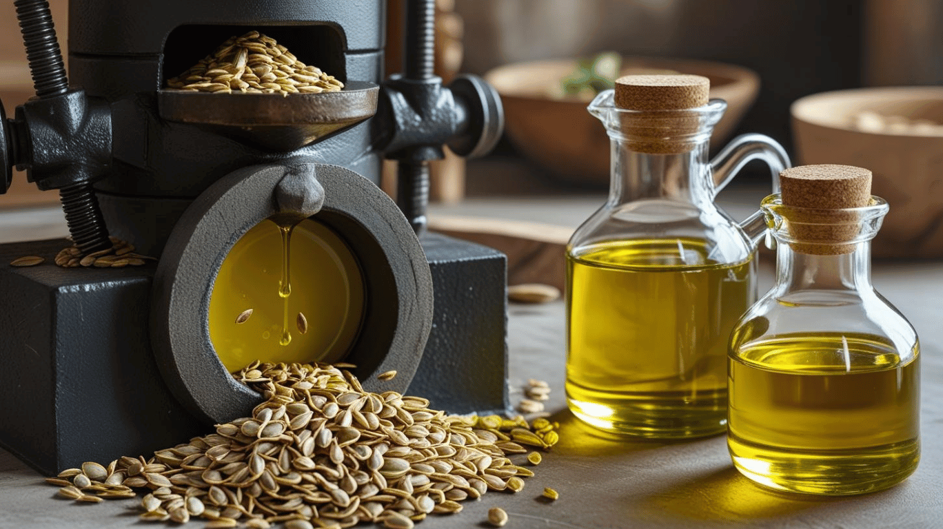 स्वयंपाकाच्या तेल निर्मितीसाठी सॉल्व्हेंट-आधारित पद्धत, ज्यामध्ये बियामधून तेल काढण्यासाठी यंत्रसामग्री आणि रसायनांचा वापर केला जातो