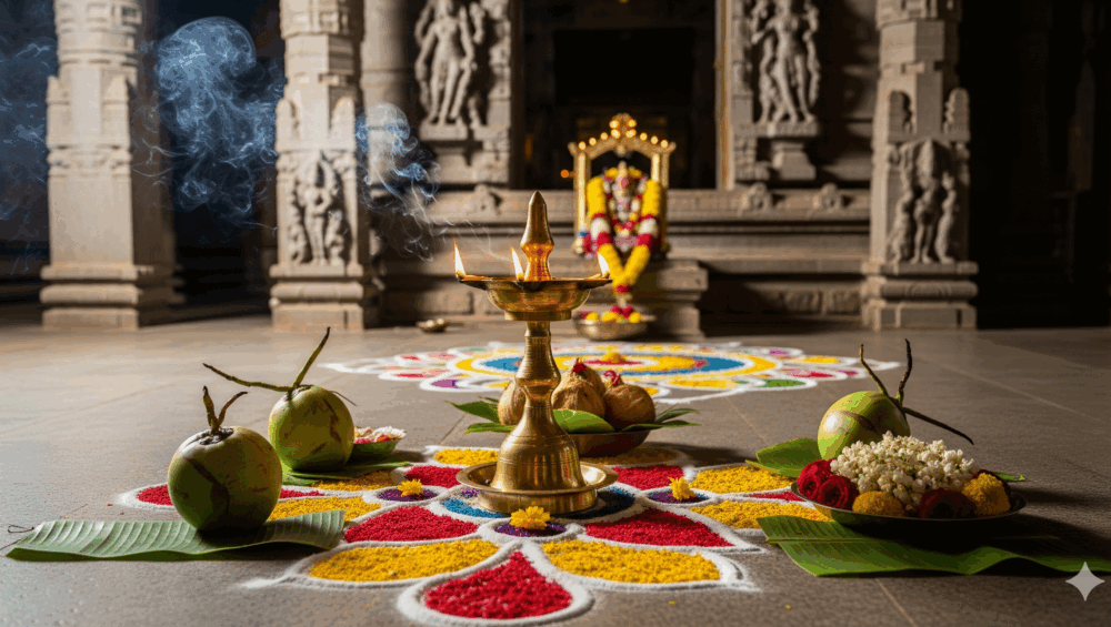 नारळ तेलाच्या दिव्याने प्रकाश देणे – एक अद्भुत आध्यात्मिक अनुभव 4 Coconut Oil Lamp Glowing In A Temple For Spiritual Benefits
