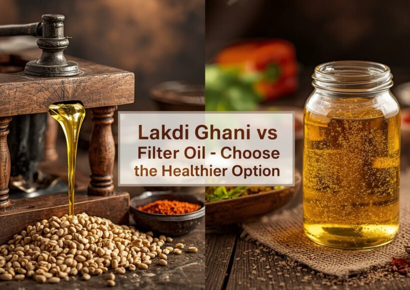 लाकडी घाणा तेल विरुद्ध फिल्टर तेल तुलना – नैसर्गिक चव, सुगंध आणि आरोग्य फायदे | Lakdi Ghani Oil Vs Filter Oil – Healthier Choice For Cooking