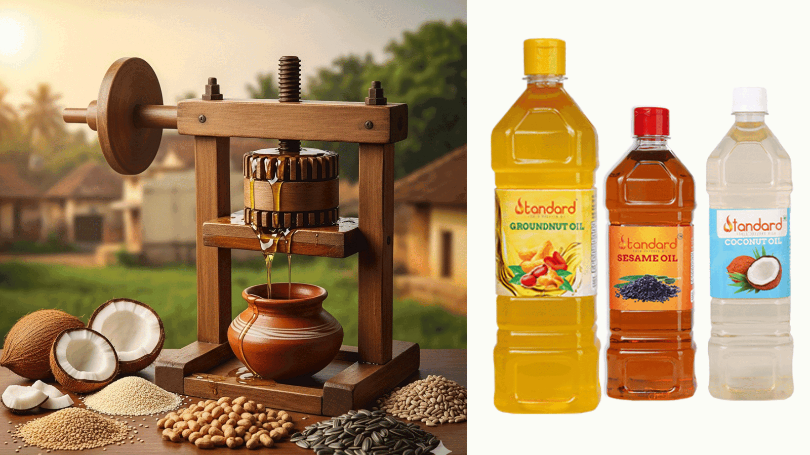 तुम्ही सर्वोत्तम लाकडी घाणा तेल (Cold Pressed Oil) घाऊक दरात शोधत आहात का? आम्ही तुम्हाला उच्च प्रतीचे, नैसर्गिक आणि शुद्ध तेल परवडणाऱ्या किंमतीत तसेच मोठ्या प्रमाणात सवलतीच्या दरात उपलब्ध करून देतो. हे आरोग्यसजग ग्राहक आणि व्यवसाय या दोघांसाठीही योग्य आहे. आमच्या विस्तृत निवडीतून तुम्हाला उत्कृष्ट गुणवत्ता आणि किंमत मिळेल. आजच खरेदी करा आणि प्रीमियम लाकडी घाणा तेलाचे फायदे अनुभवून पहा.