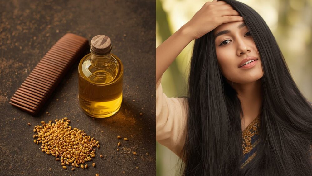 கடுகு எண்ணெய் தலைமுடி வளர்ச்சி மற்றும் ஆரோக்கியத்துக்கு இயற்கையான நன்மைகள் கொண்டது.