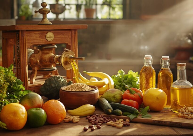 थंड दाब पद्धती : निसर्गाची शुद्ध पोषण आणि चव यांची देणगी 4 Cold Pressed Oil In A Traditional Wooden Container Showcasing Its Natural Nutrients And Health Benefits.