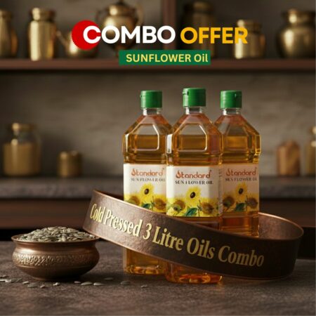 Cold pressed sunflower oil 3 litre combo made using traditional wooden press