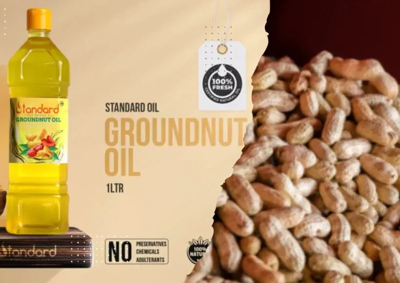 Cold Pressed Peanut Oil Also Known As Arachis Oil Or Arachide Oil In Natural Packaging