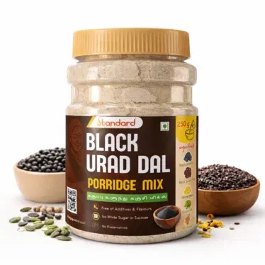 Standard Black Urad Dal Porridge Mix jar made from black urad dal, a natural and healthy porridge mix